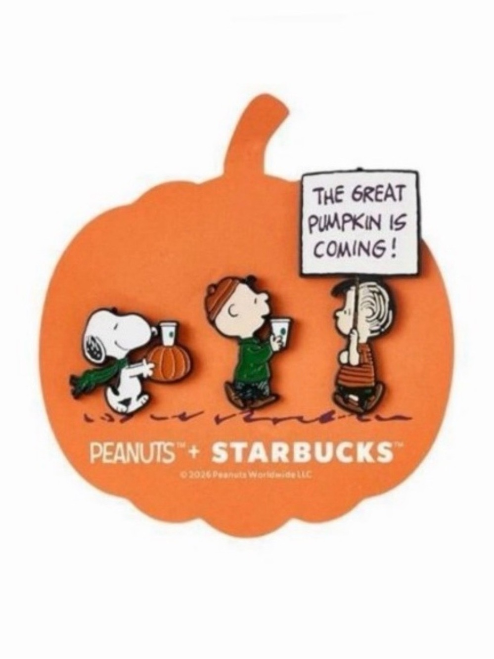 Starbucks x Peanuts Fall 2026 Enamel Pin Set – Snoopy Charlie Brown Linus